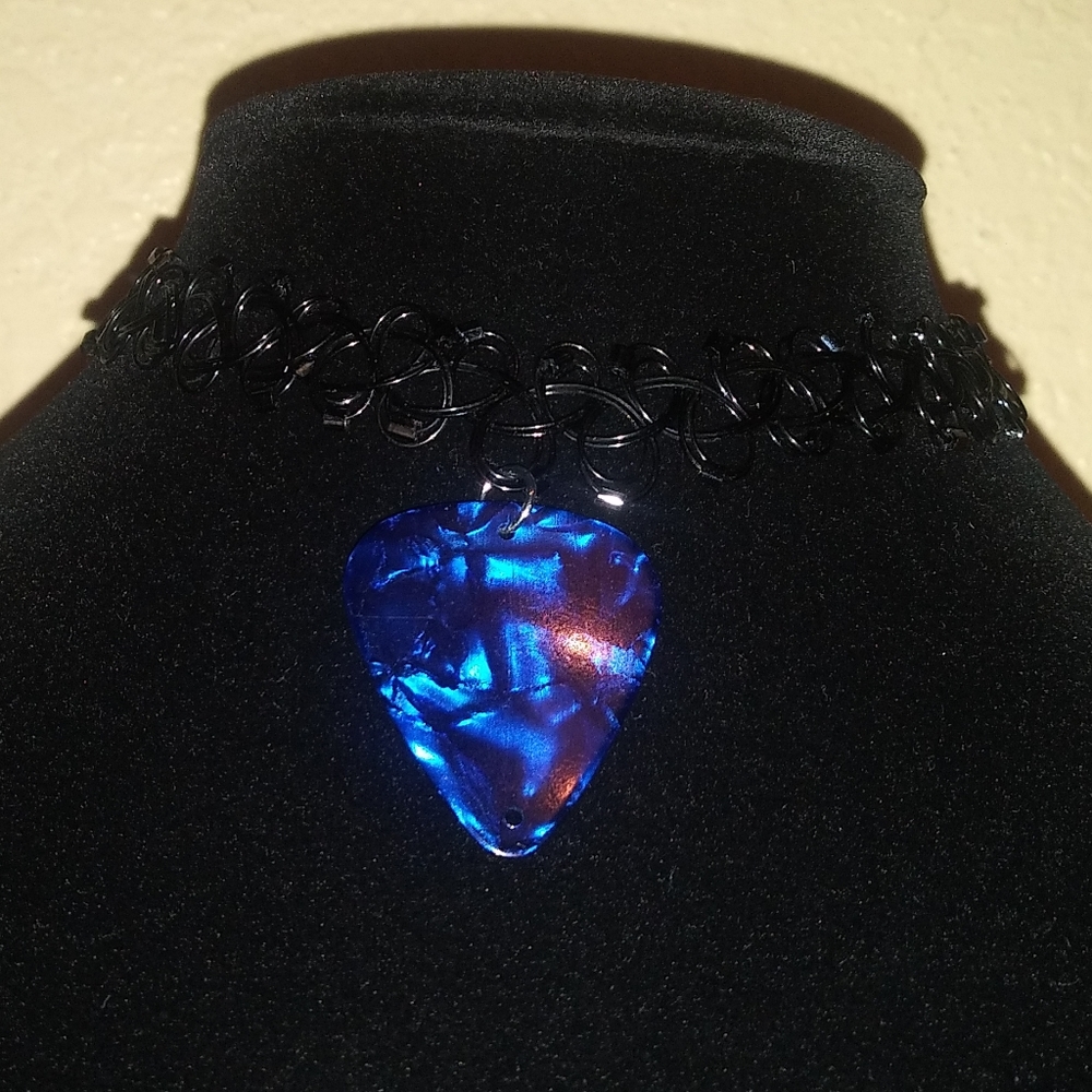 Pick charm choker necklace, tattoo choker necklace